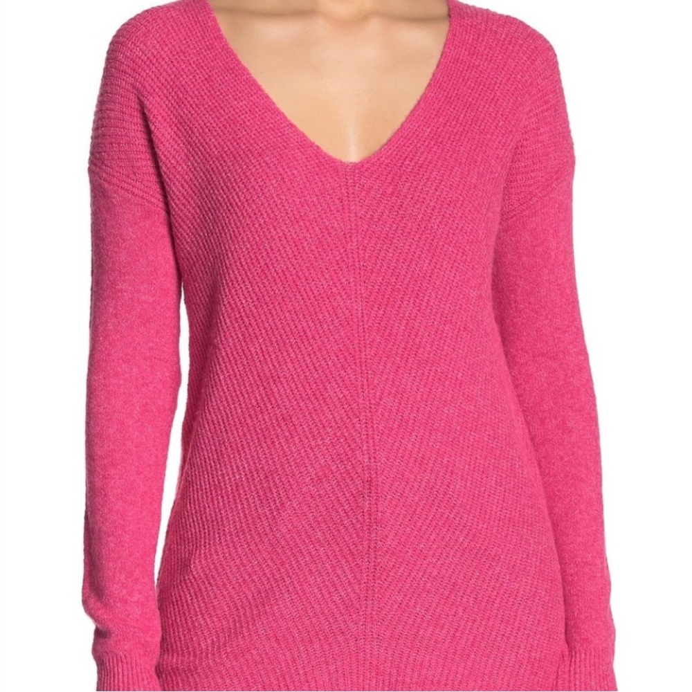ABOUND Pink V Neck Long Sleeve Knit Sweater Women's Size S NWT